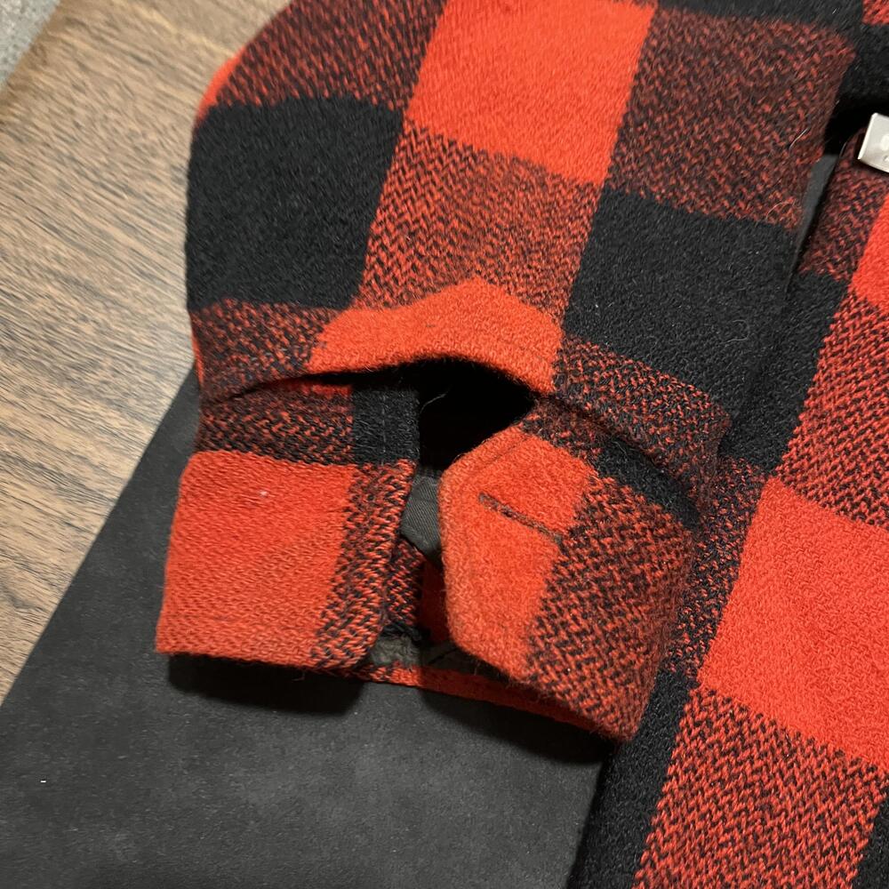 Vintage Melton Mackinaw 50s Jacket Mens Medium Red Black Buffalo Plaid Wool Zip - Picture 10 of 14